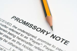 promissory note with pencil